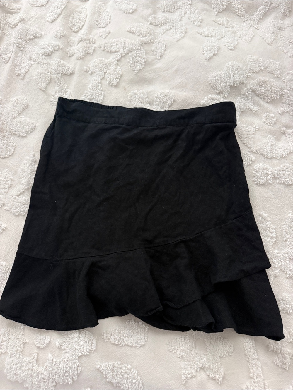 LOFT Black Asymmetrical Ruffle Hem Skirt